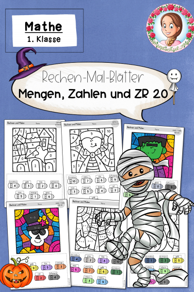 Halloween: Rechen-Mal-Blätter ZR 20 – Rechnen und Malen – 1. Klasse – Addition & Subtraktion (1741714)