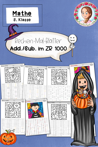 Halloween: Rechen-Mal-Blätter ZR 1000 – Rechnen und Malen – Addition & Subtraktion (3. Klasse) (1741752)