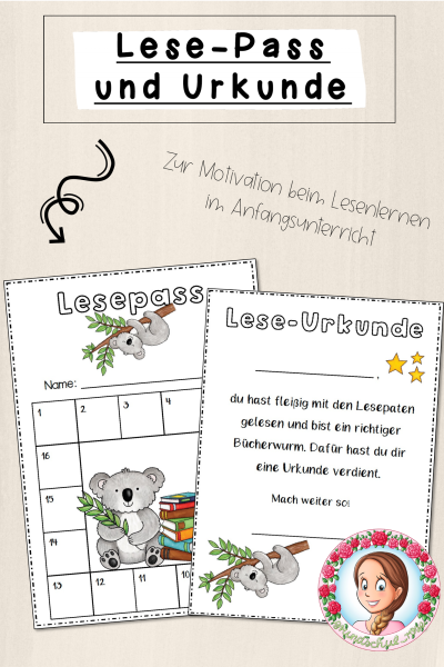 Koala-Klasse: Lesepass und -urkunde (Classroommanagement) – 874918