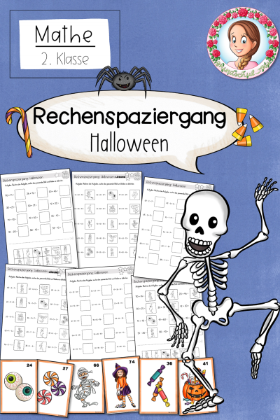 Rechnen und Bewegung: Rechenspaziergang Addition Subtraktion ZR 100 Halloween Klasse 2 – 1710633