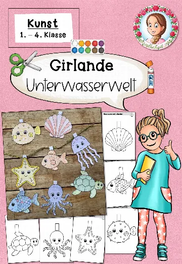 Cover: Girlande Unterwasserwelt | Kunst Sommer Klasse 1-4 – digitales Unterrichtsmaterial für die Grundschule