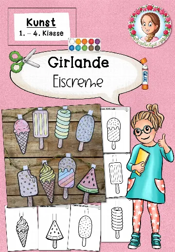 Cover: Girlande Eis | Kunst Sommer Klasse 1-4 – digitales Unterrichtsmaterial für die Grundschule