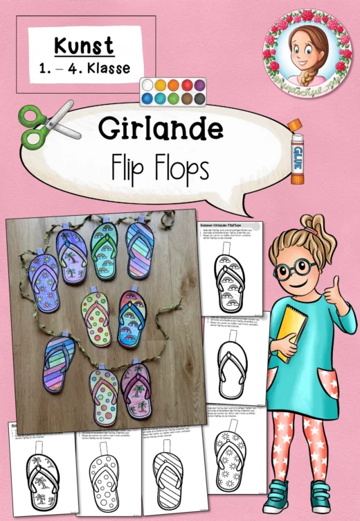 Cover: Sommer Girlande Flip Flops | Kunst Klasse 1-4 – digitales Unterrichtsmaterial für die Grundschule