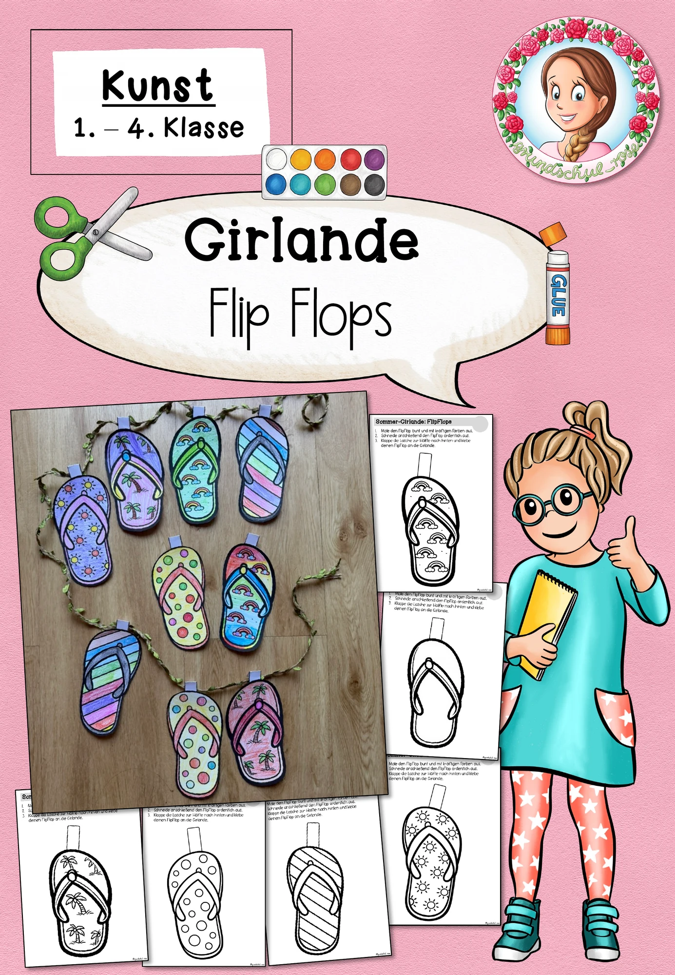 Sommer Girlande Flip Flops | Kunst Klasse 1-4