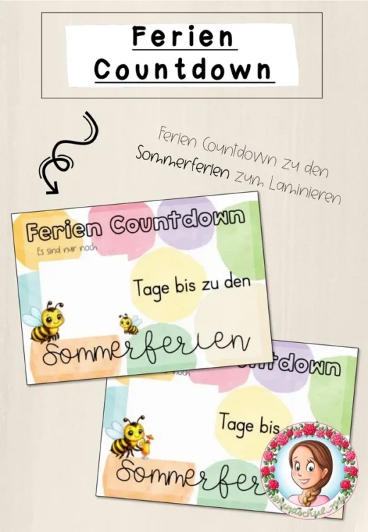 Sommerferien Countdown Biene | Freebie