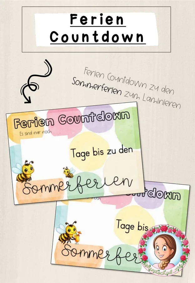 Sommerferien Countdown Biene | Freebie