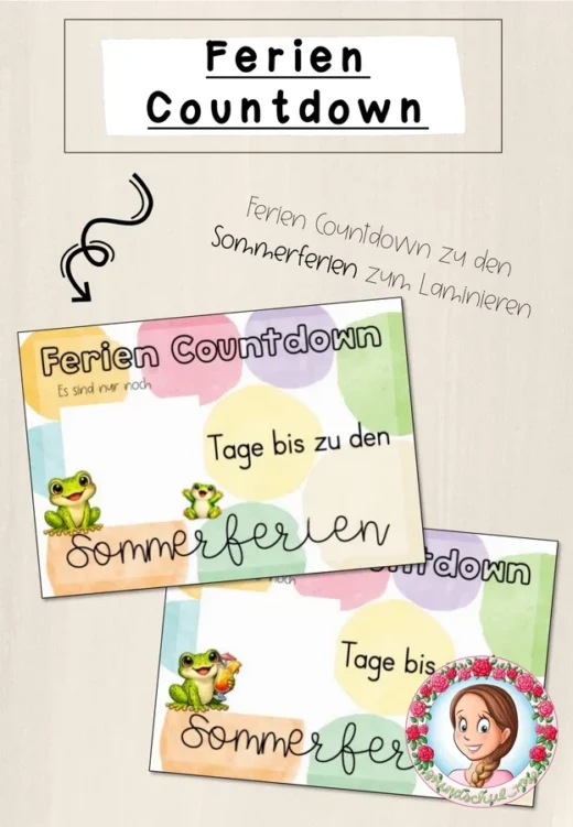 Sommerferien Countdown Frosch | Freebie
