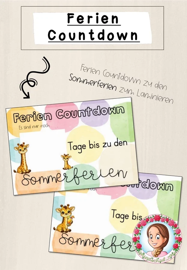 Sommerferien Countdown Giraffe | Freebie