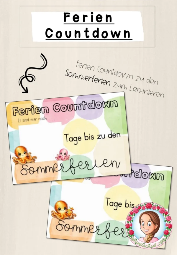 Sommerferien Countdown Oktopus | Freebie – Cover für Classroommanagement, 1. Klasse, 2. Klasse