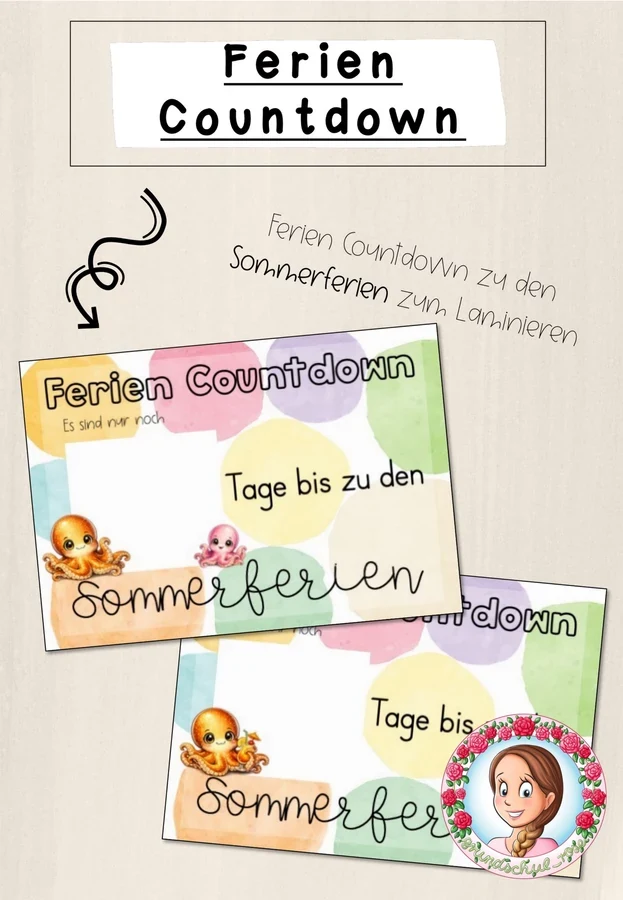 Sommerferien Countdown Oktopus | Freebie