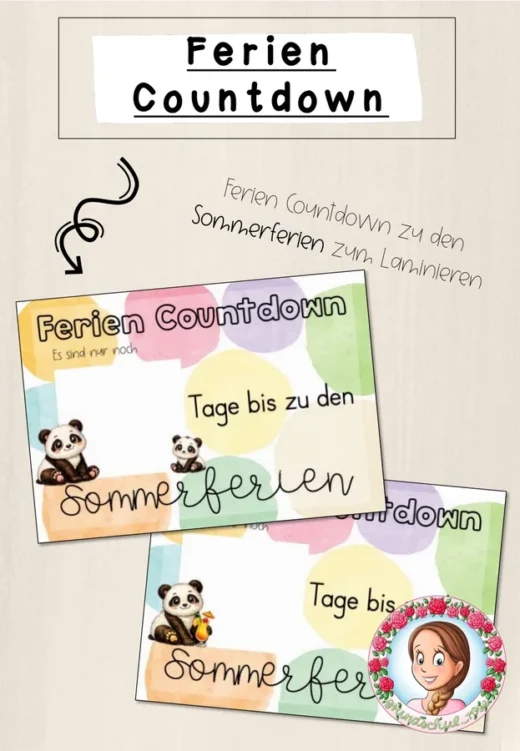Sommerferien Countdown Panda | Freebie