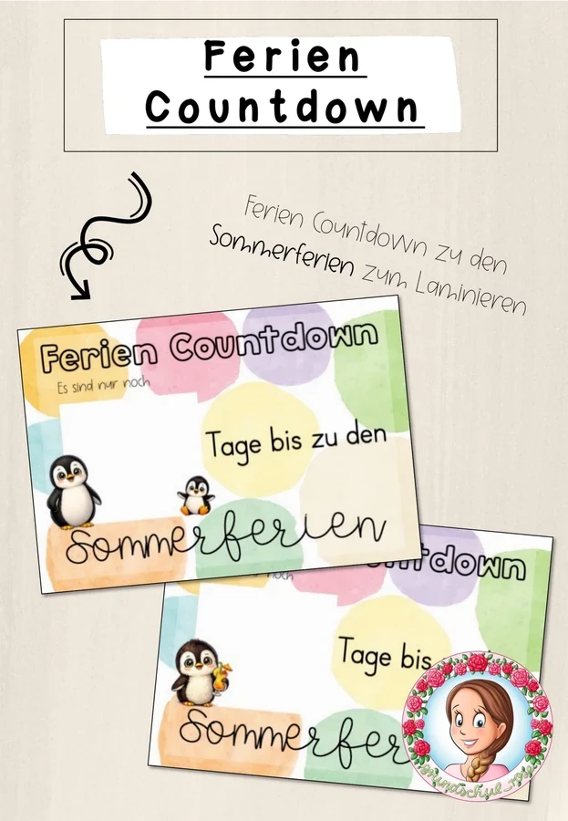 Sommerferien Countdown Pinguin | Freebie