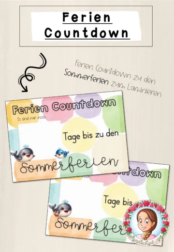 Cover: Sommerferien Countdown Wal | Freebie – digitales Unterrichtsmaterial für die Grundschule