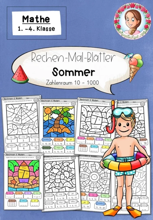 Rechenmalblätter Sommer | ZR 10-1000 | Klasse 1-4