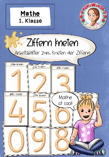 Cover: Ziffern kneten Stationskarten (1. Klasse) Mathe – digitales Unterrichtsmaterial für die Grundschule