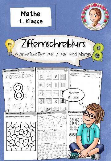 Cover: Arbeitsblätter Ziffer 8 Ziffernschreibkurs Ziffernweg (1. Klasse) Mathe – digitales Unterrichtsmaterial für die Grundschule