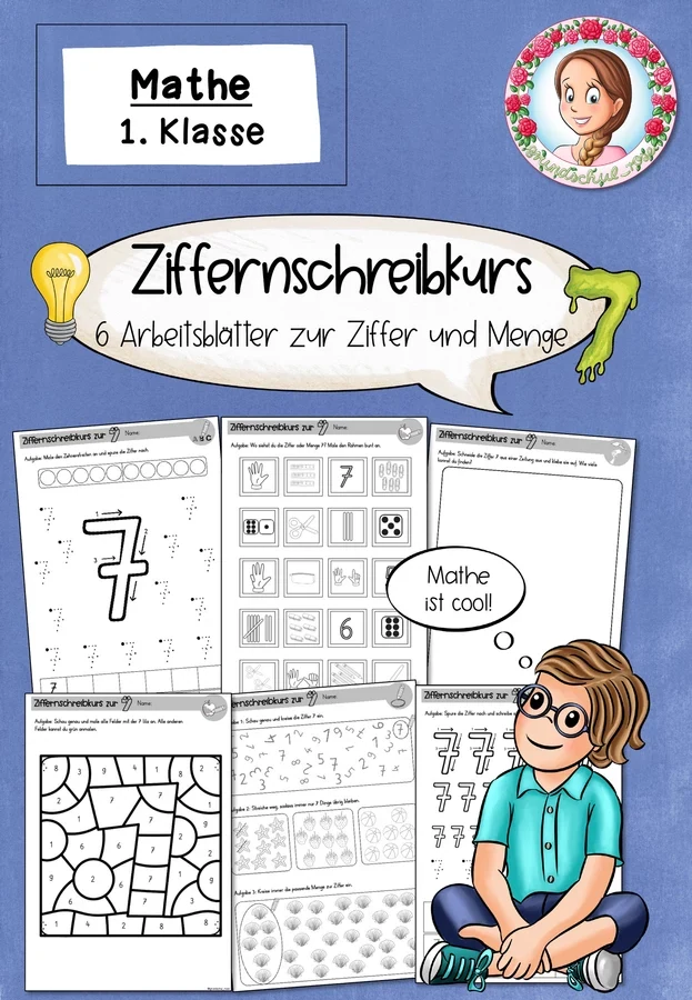 Cover Ziffer 7 Arbeitsblätter Ziffernweg Klasse 1