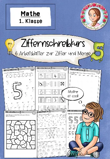 Cover: Arbeitsblätter Ziffer 5 Ziffernschreibkurs Ziffernweg (1. Klasse) Mathe – digitales Unterrichtsmaterial für die Grundschule