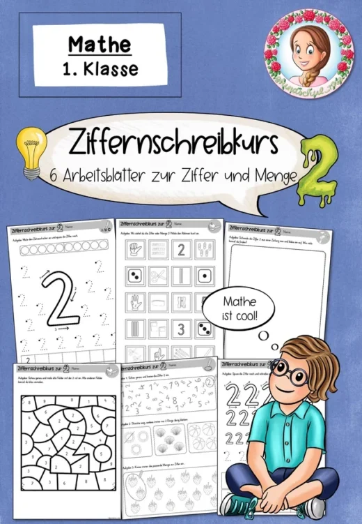 Cover Ziffer 2 Arbeitsblätter Ziffernweg Klasse 1
