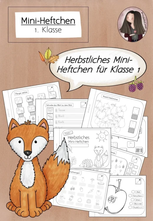 Herbst: Mini-Heftchen mit Übungen (1. Klasse)