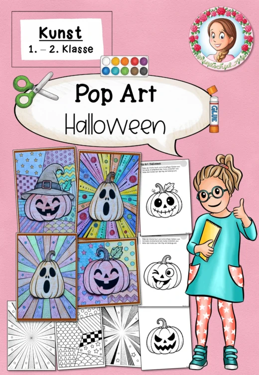 Halloween Kunst | Pop Art Ausmalbilder Klasse 1–4
