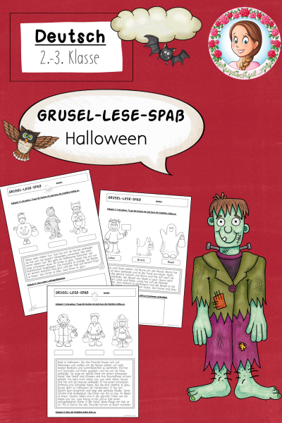 FREEBIE: Grusel-Lese-Spaß – Lesemalblätter zu Halloween (2.–3. Klasse, Deutschunterricht) (219047)