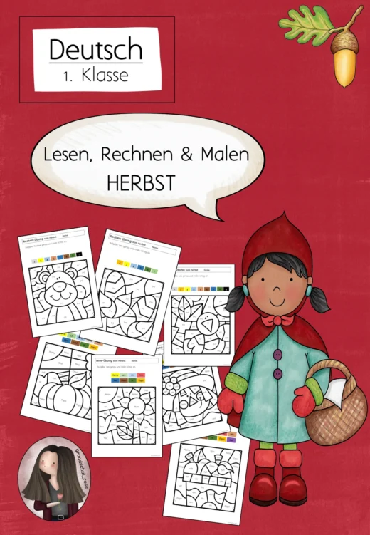 Herbst: Lesen, Rechnen & Malen – Übungsheft für die 1. Klasse