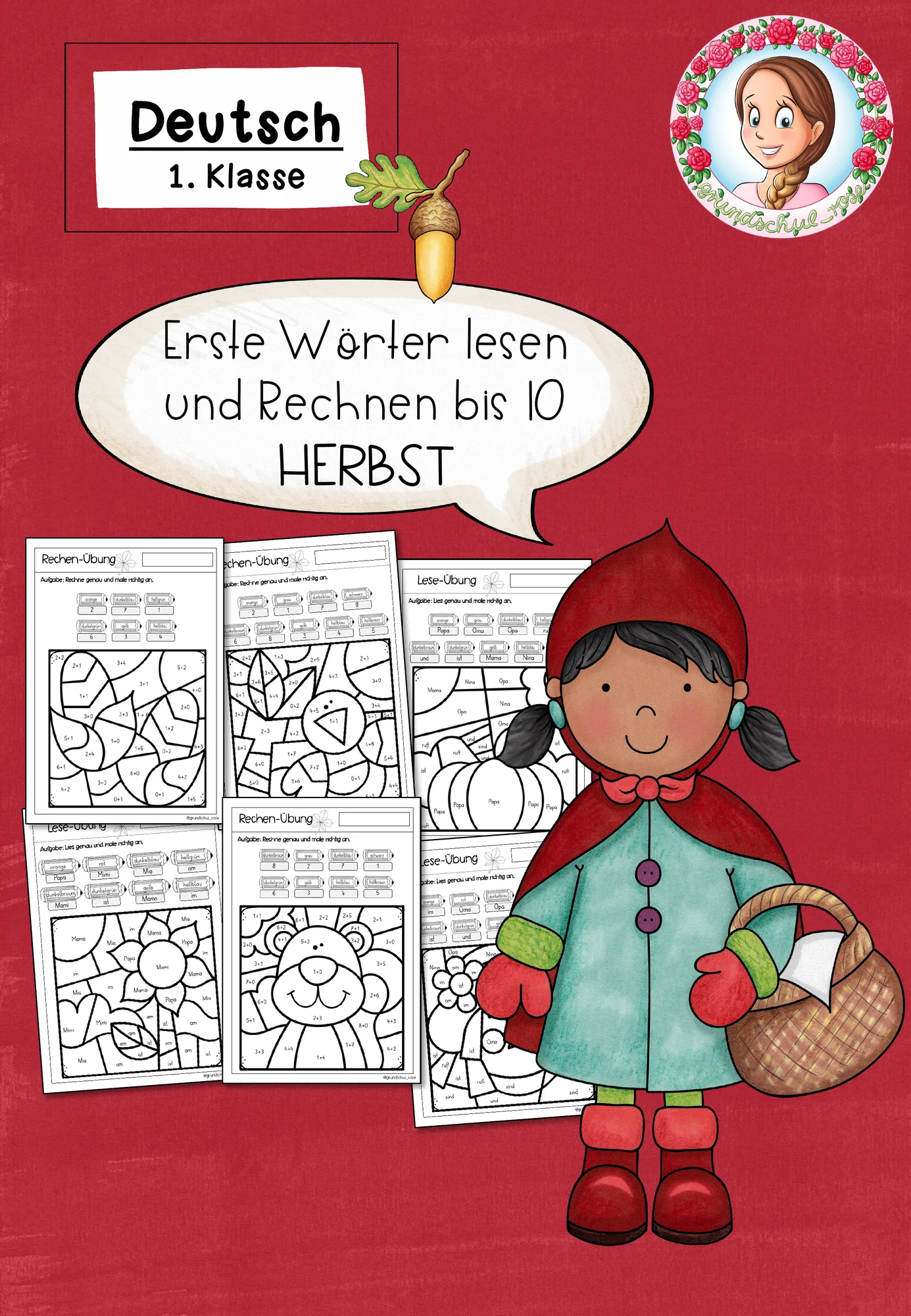 Herbst: Lesen, Rechnen & Malen – Übungsheft für die 1. Klasse