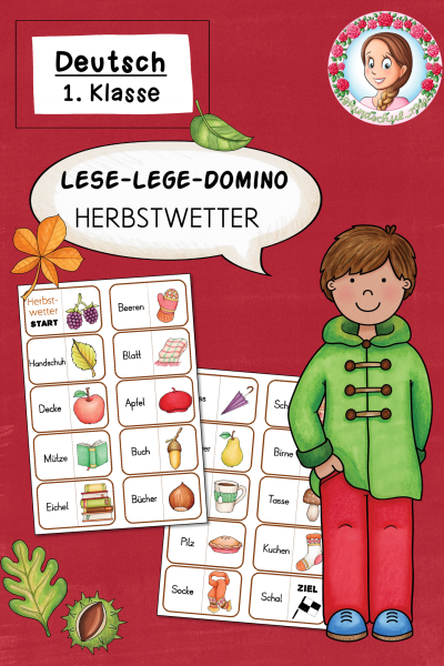 Herbst: Lese-Lege-Domino „Herbstwetter“ für die 1./2. Klasse (FREEBIE) (222236)