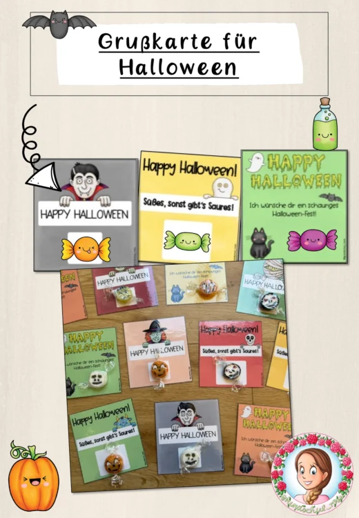 Halloween Mitgebsel für die Klasse | Grußkarten zum Ausdrucken