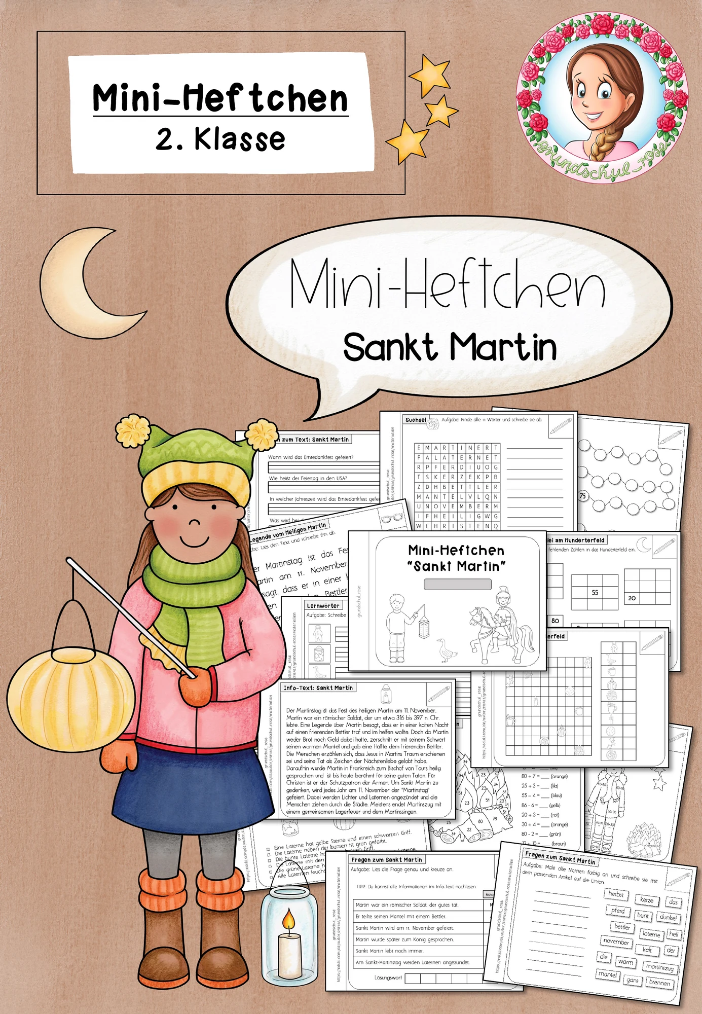 St Martin: Sankt Martin: Mini-Heftchen zum Lesen, Schreiben & Rechnen (2. Klasse)