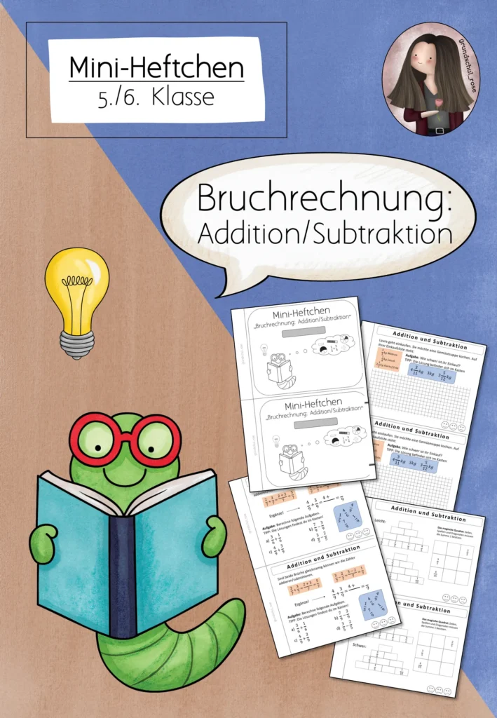 Mini-Heft Bruchrechnung Mathematik Klasse 6 - Cover für Klasse 6