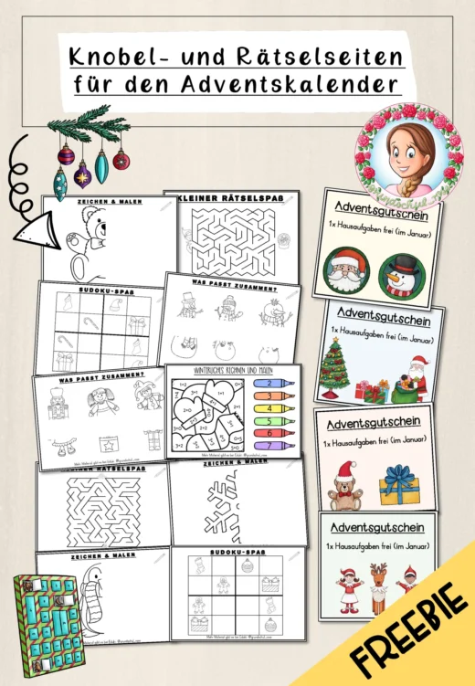 FREEBIE: Knobel- und Rätselseiten für den Adventskalender