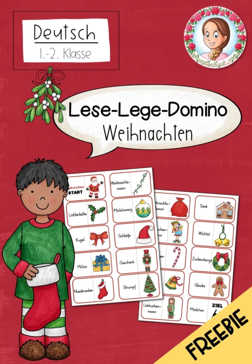 Kostenloses Lese-Lege-Domino Weihnachten (1./2. Klasse) – Spielerisches sinnerfassendes Lesen für die Adventszeit