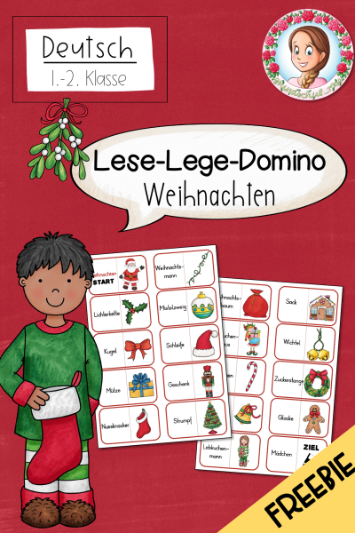 Kostenloses Lese-Lege-Domino Weihnachten (1./2. Klasse) – Spielerisches sinnerfassendes Lesen für die Adventszeit (238352)