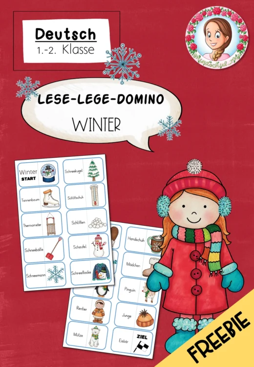 FREEBIE: Lese-Lege-Domino Winter (1./2. Klasse)