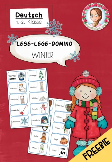 Cover: FREEBIE: Lese-Lege-Domino Winter (1./2. Klasse) – digitales Unterrichtsmaterial für die Grundschule