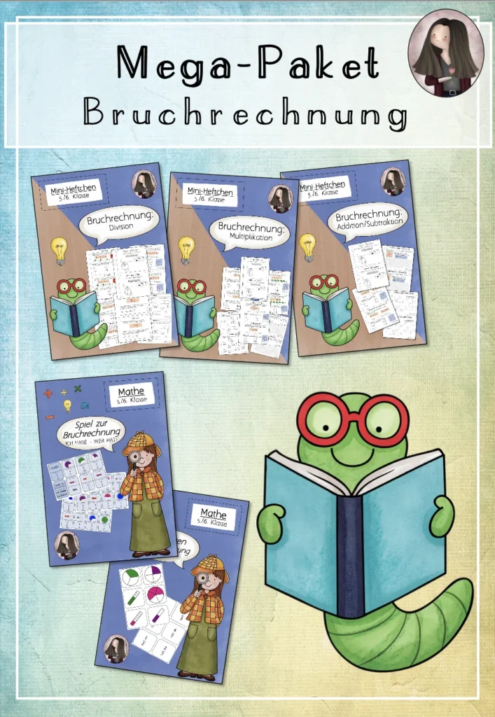 Bruchrechnung Materialpaket Mathe Klasse 5-6 - Arbeitsblätter und Spiele