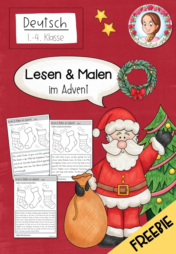 Lesemalblätter Weihnachten Deutsch Klasse 1-4 - Cover für Klasse 1-4