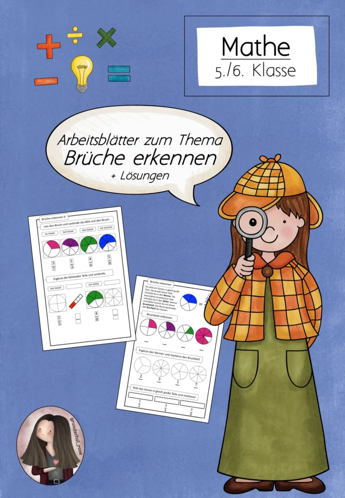 Arbeitsblätter Brüche Mathematik Klasse 6 - Cover für Klasse 6