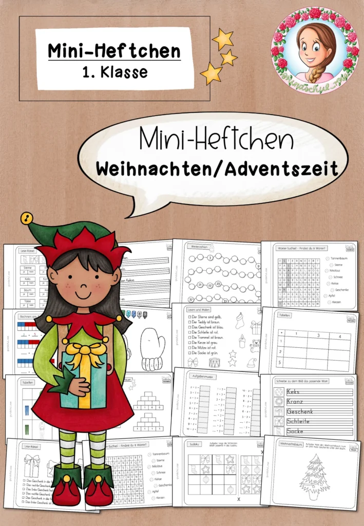 Mini-Heft Weihnachten Mathematik Klasse 1 - Cover für Klasse 1