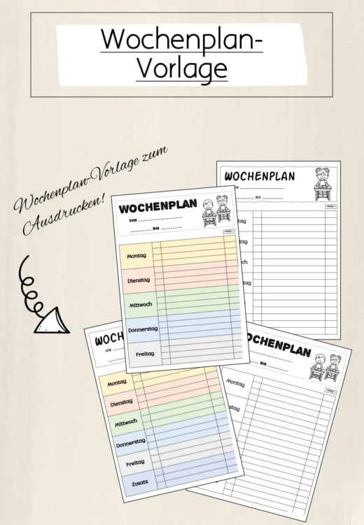 Kostenlos - Wochenplan-Vorlage (1.-6. Klasse)