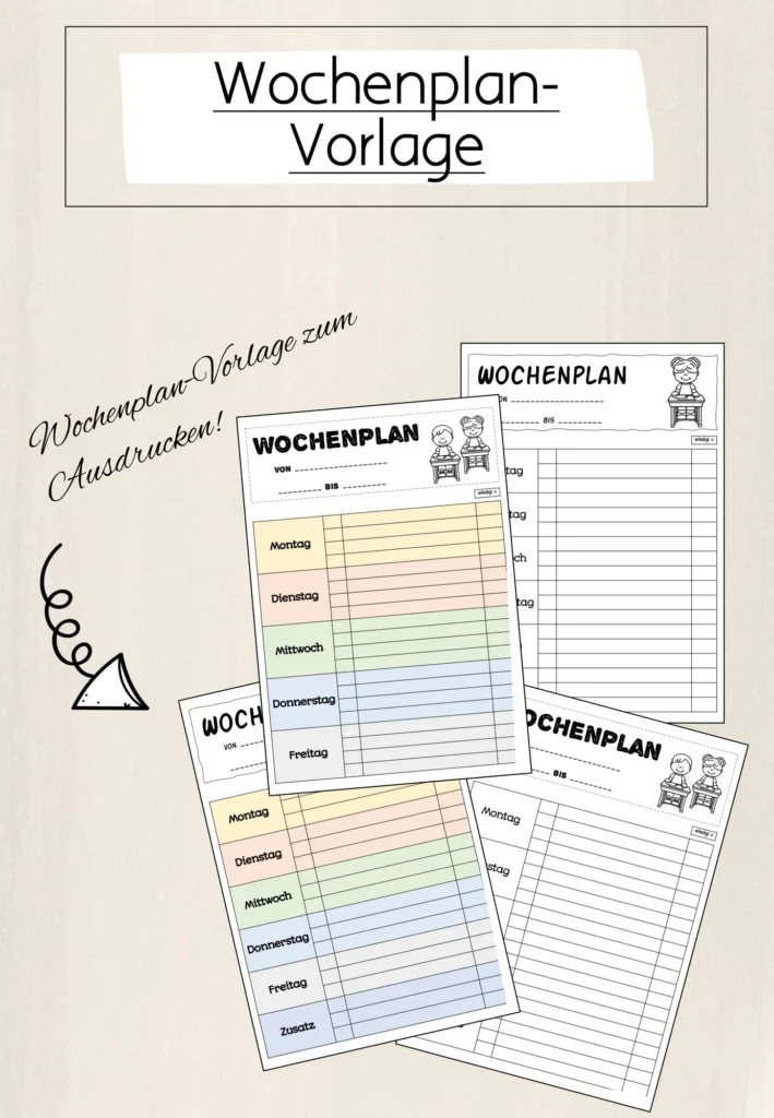 Unterrichtsmaterial Wochenplan Vorlage Mathematik Klasse 1-6 - Cover für Klasse 1-6