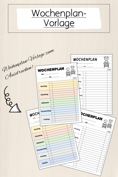 Kostenlos – Wochenplan-Vorlage (1.-6. Klasse) (249278)