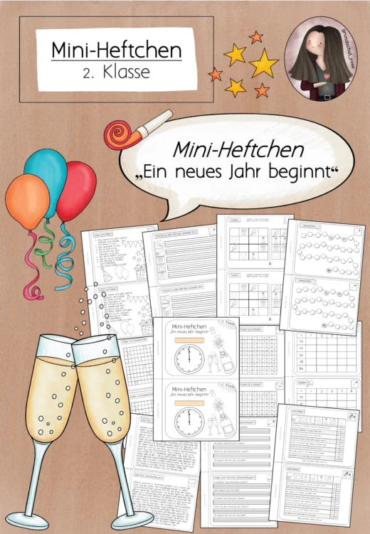 Mini-Heftchen „Ein neues Jahr beginnt“ (2. Klasse) – Wiederholungsaufgaben zu Silvester & Neujahr