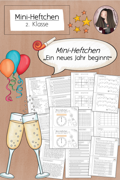 Mini-Heftchen „Ein neues Jahr beginnt“ (2. Klasse) – Wiederholungsaufgaben zu Silvester & Neujahr (253325)