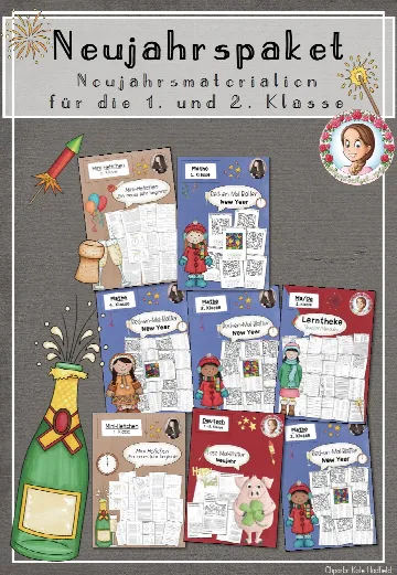 Cover: Neujahrspaket – Kreative Übungen & Lernspiele zum Jahresstart (1.–3. Klasse) MEGA-Paket – digitales Unterrichtsmaterial für die Grundschule