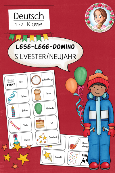 FREEBIE: Lese-Lege-Domino Silvester (Klasse 1 und 2) (253575)