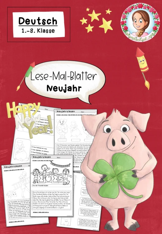 Neujahrs-Lese-Spaß (1.–3. Klasse) – Material zum Jahresstart