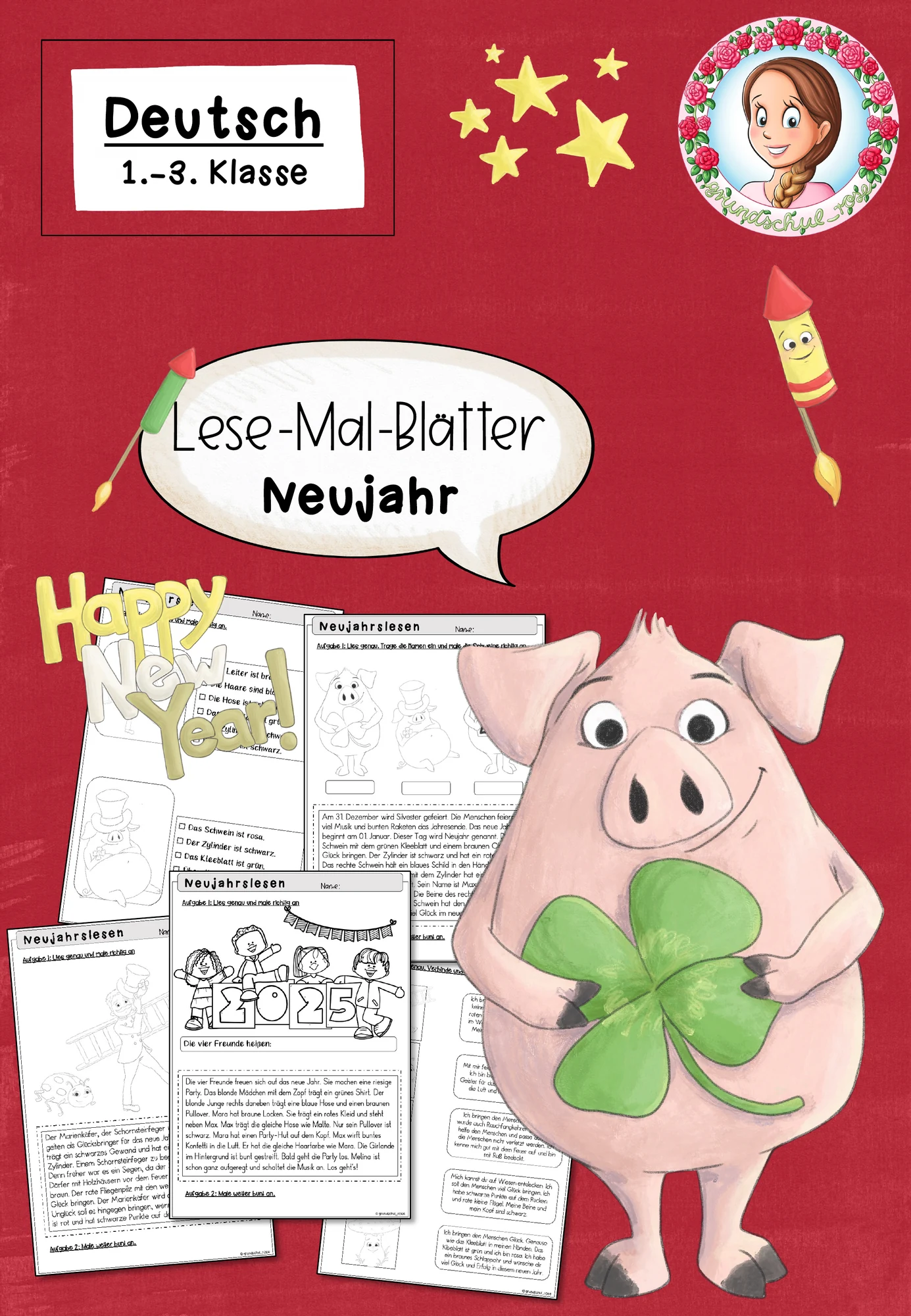 Neujahrs-Lese-Spaß (1.–3. Klasse) – Material zum Jahresstart